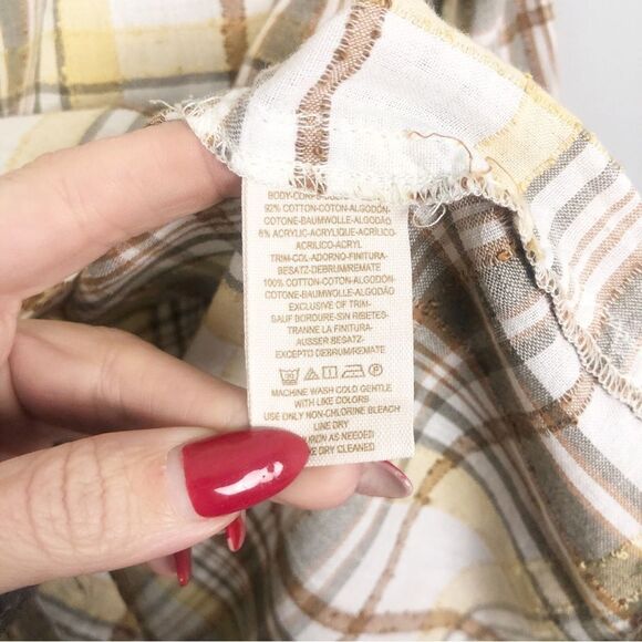 FREE PEOPLE | Park Ranger Plaid Button Down Top Knit Accents Women’s Size XS - Picture 13 of 13